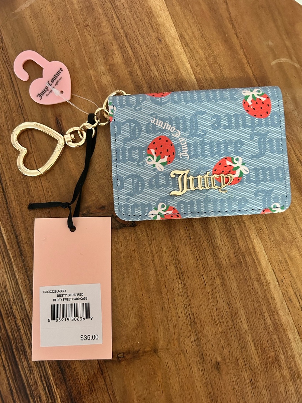 Juicy Couture “Berry Sweet” Card Case with Heart Keychain